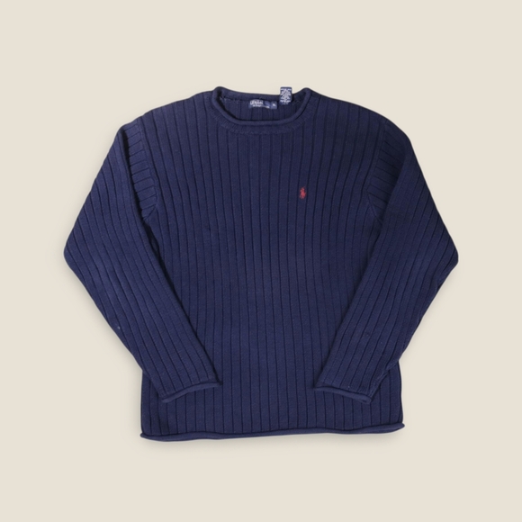 Polo Ralph Lauren Men’s Size XL Navy Ribbed Roll Neck Sweater Made In Cambodia - Picture 1 of 10